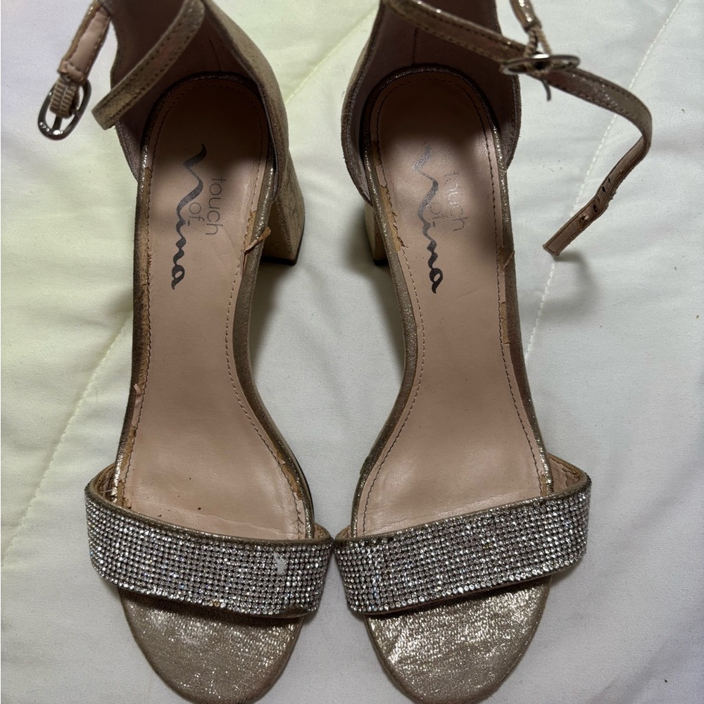 Touch of Nina Sparkling Gold Heels